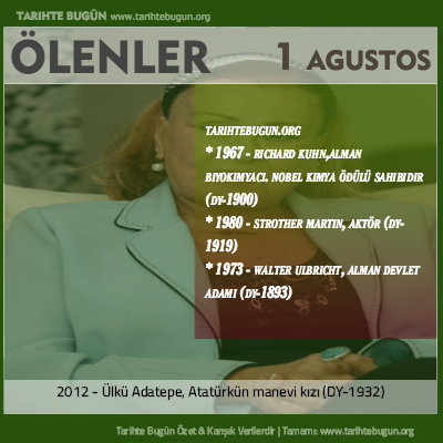 Bugün ölenler özet 01 Ağustos