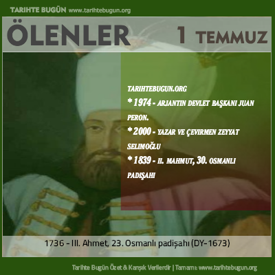 Bugün ölenler özet 01 Temmuz