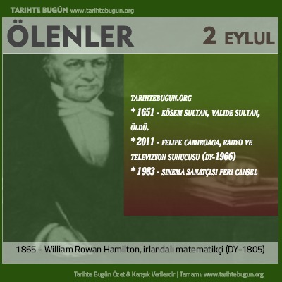 Bugün ölenler özet 02 Eylül