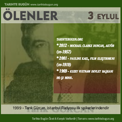 Bugün ölenler özet 03 Eylül