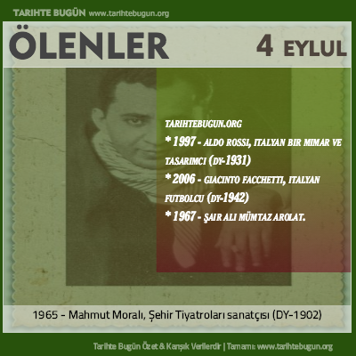 Bugün ölenler özet 04 Eylül