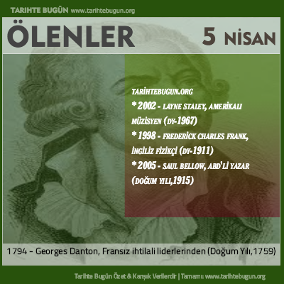 Bugün ölenler özet 05 Nisan