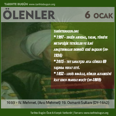 Bugün ölenler özet 06 Ocak