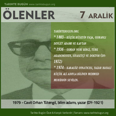 Bugün ölenler özet 07 Aralik