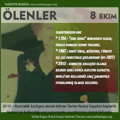 Bugün ölenler özet 08 Ekim