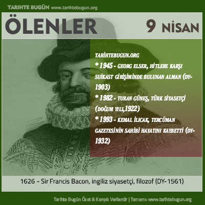 Bugün ölenler özet 09 Nisan