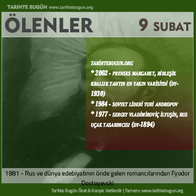 Bugün ölenler özet 09 Şubat