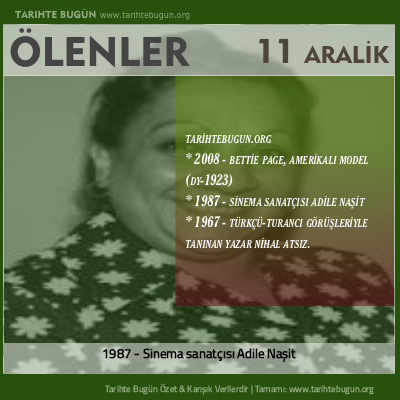 Bugün ölenler özet 11 Aralik