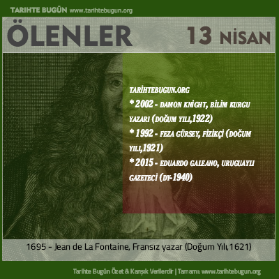 Bugün ölenler özet 13 Nisan