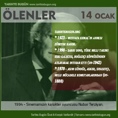 Bugün ölenler özet 14 Ocak