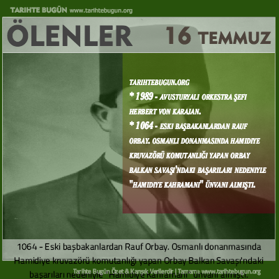 Bugün ölenler özet 16 Temmuz