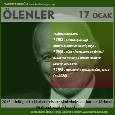 Bugün ölenler özet 17 Ocak