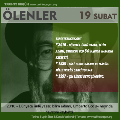 Bugün ölenler özet 19 Şubat
