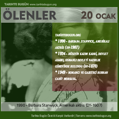 Bugün ölenler özet 20 Ocak