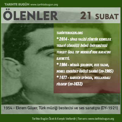Bugün ölenler özet 21 Şubat
