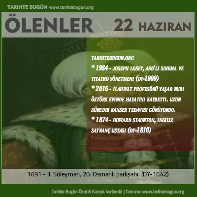 Bugün ölenler özet 22 Haziran