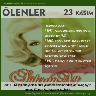Bugün ölenler özet 23 Kasim