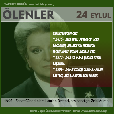Bugün ölenler özet 24 Eylül