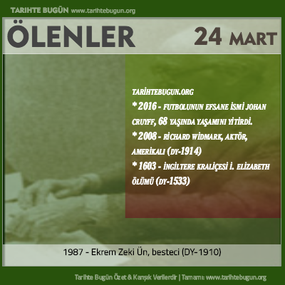 Bugün ölenler özet 24 Mart