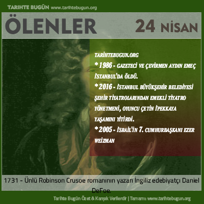 Bugün ölenler özet 24 Nisan