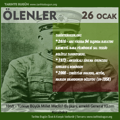 Bugün ölenler özet 26 Ocak