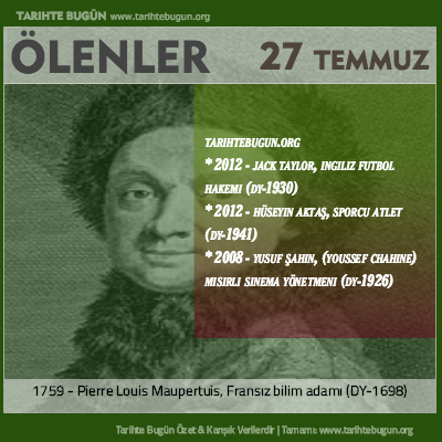 Bugün ölenler özet 27 Temmuz