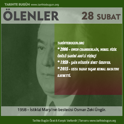 Bugün ölenler özet 28 Şubat