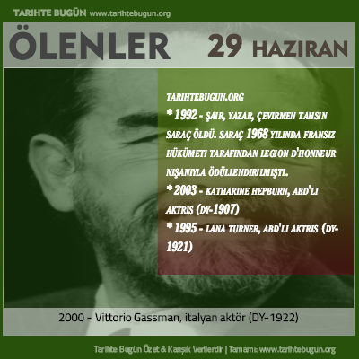 Bugün ölenler özet 29 Haziran