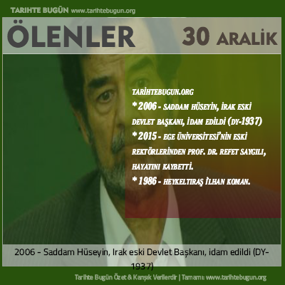 Bugün ölenler özet 30 Aralik