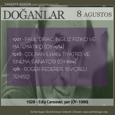 Bugün doğan özet 08 Ağustos
