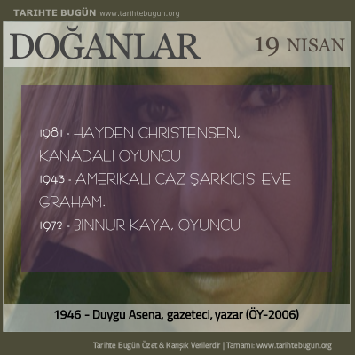 Bugün doğan özet 19 Nisan