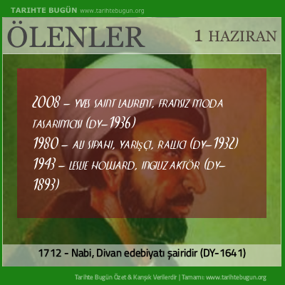 Bugün ölenler özet 01 Haziran