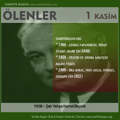 Bugün ölenler özet 01 Kasim