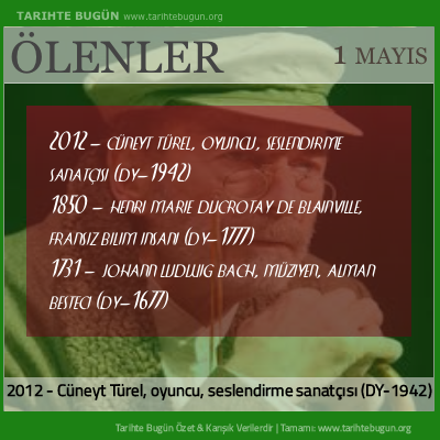 Bugün ölenler özet 01 Mayis