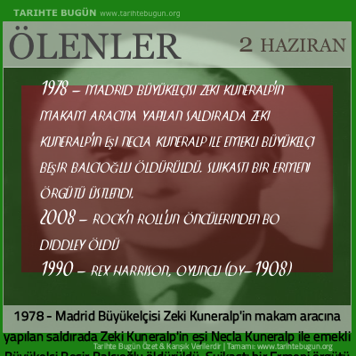 Bugün ölenler özet 02 Haziran
