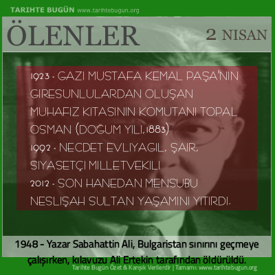 Bugün ölenler özet 02 Nisan