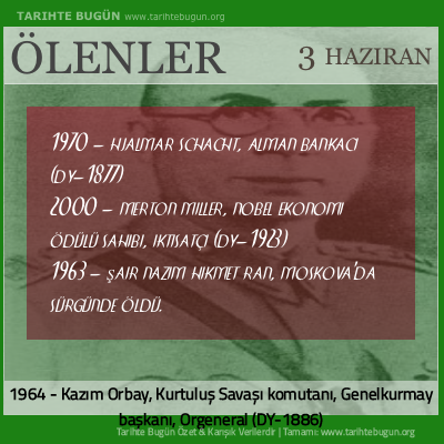 Bugün ölenler özet 03 Haziran