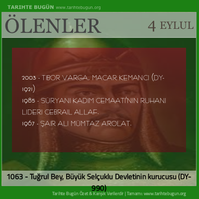 Bugün ölenler özet 04 Eylül
