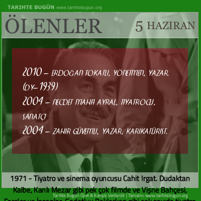 Bugün ölenler özet 05 Haziran