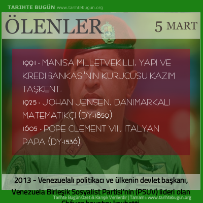 Bugün ölenler özet 05 Mart