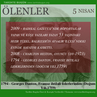 Bugün ölenler özet 05 Nisan