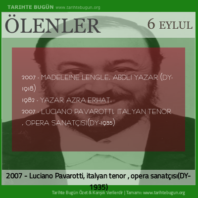 Bugün ölenler özet 06 Eylül