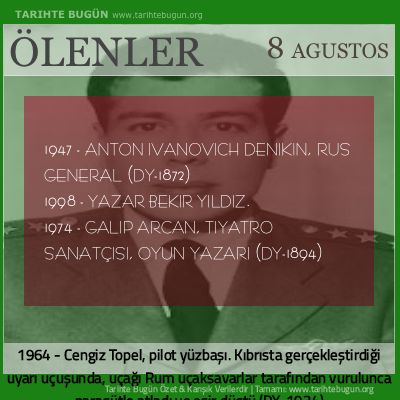 Bugün ölenler özet 08 Ağustos