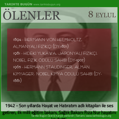 Bugün ölenler özet 08 Eylül