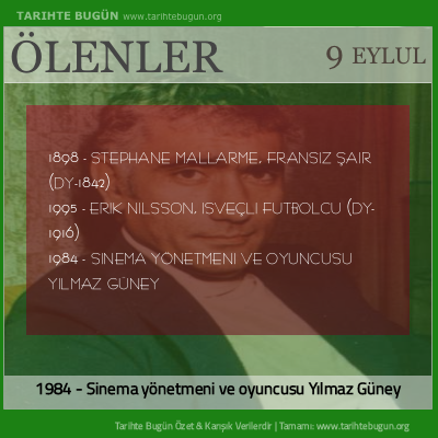 Bugün ölenler özet 09 Eylül