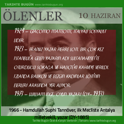 Bugün ölenler özet 10 Haziran