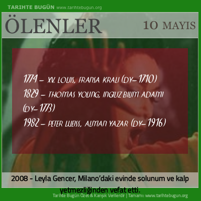 Bugün ölenler özet 10 Mayis