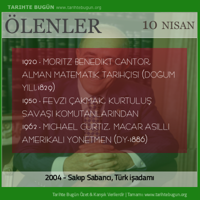 Bugün ölenler özet 10 Nisan