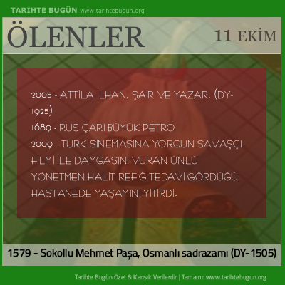 Bugün ölenler özet 11 Ekim