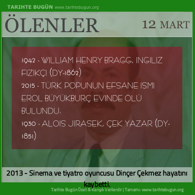 Bugün ölenler özet 12 Mart